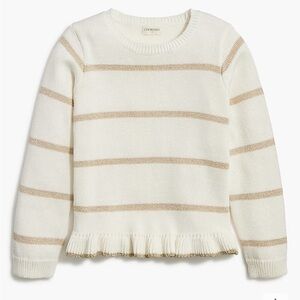Crewcuts Girls Striped Sparkle Ruffle Hem Sweater